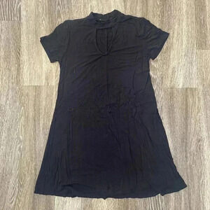 Womens Black Tshirt Dress - S